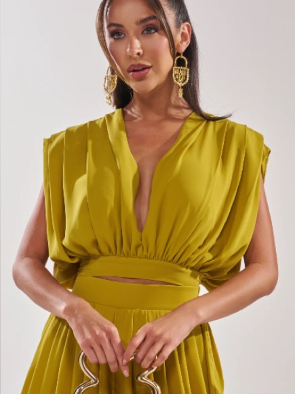 READY TO DANCE SLINKY BLOUSE IN CHARTREUSE